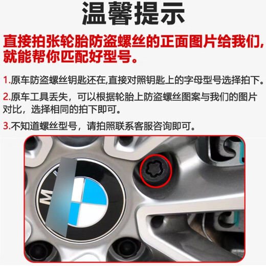 丽田适用宝马12357系MINIZ4X1X3X4X5X6轮胎防盗螺丝轮毂螺栓 043花纹防盗螺丝单个