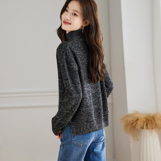 Shexi (Srcr) half turtleneck thick pure wool sweater for women with soft waxy sweater autumn and winter short loose warm knitted bottoming shirt