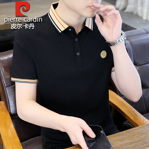 Pier Cardin T-shirt à manches courtes en coton haut de gamme pour hommes 2025 Nouveau polo à manches courtes à manches courtes à manches courtes T-shirt décontracté 6626 Gray XL recommandé 120-135jin [Jin est égal à 0,5 kg]
