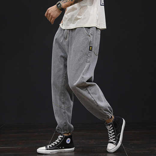 Pantalones sueltos de gran tamaño de nueve puntos para hombres más grasas más grandes pantalones para hombres pantalones de papá 9904 pantalones azul claro 32