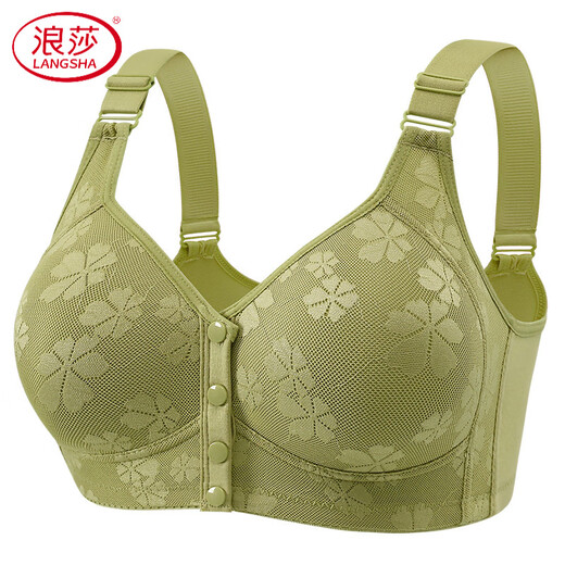 浪莎（LangSha）高档前扣文胸中老年妈妈内衣女薄款无钢圈背心式大码舒适透气老人 红色 XS 36/80