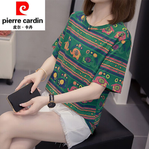 皮尔卡丹（pierre cardin）2025夏季新款加大码女装短袖t恤女宽松遮肉妈妈装上衣减龄打底衫 9928灰色 M 80-95斤