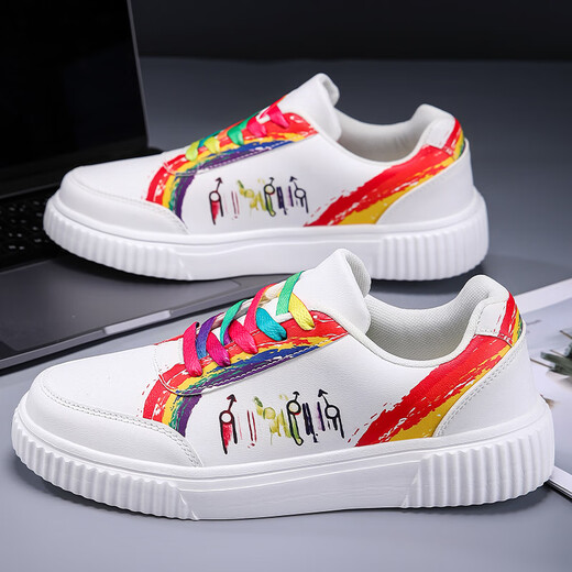 Zapatos para hombres 2025 Nuevo cuero para mujeres Top de moda liviana zapatos casuales zapatos pareja zapatos deportivos gran tamaño jj826 blanco y verde 37