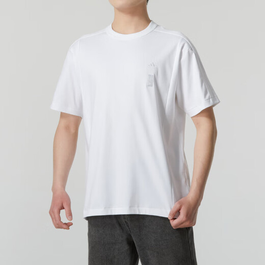 阿迪达斯 （adidas）白色短袖男夏季武极运动服纯棉宽松透气休闲T恤 IW1518 M 135-155斤
