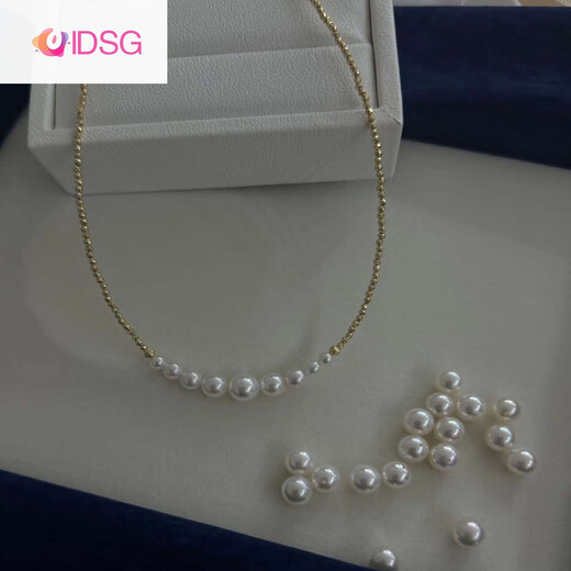 OIDSG Jewelry Goddess 5-8mm Crescent Pearl Necklace Pearl Pendant White Translucent Pink 38+5cm cm Adjustable