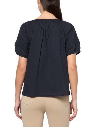 LUCKY BRANDLucky Brand Women's Lace Trimmed Country Shirt Black XL