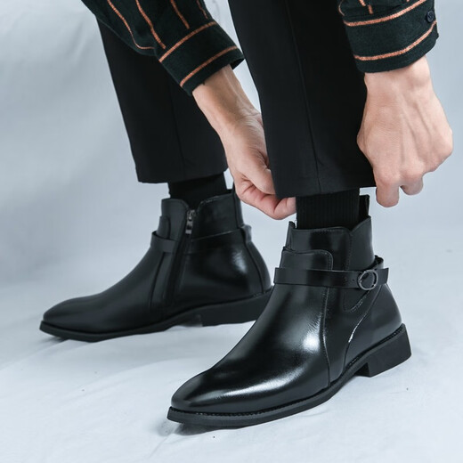 Spider King (ZHIZHUWANG) Broken Size Chelsea Boots Men's Martin Boots Business Casual British Sense High Top Hairstyle Middle Top Pointed Skin Shoes Men 9732 Brown 47