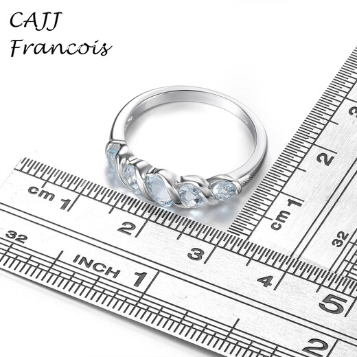 CAJJ Francois Aquamarine Ring 925 Silver Natural Colored Treasure Simple Daily Gift Hong Kong 17#