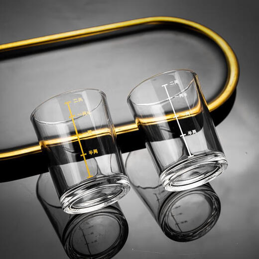 Qinkai scale two-liang white wine glass set household 2-liang liquor glass wine set 100ml thickened gold scale two-liang cup ten pieces