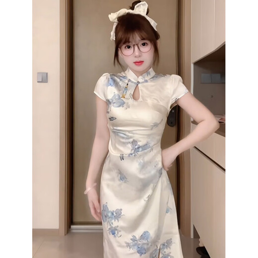 Yun Xun Rock für Frauen im Sommer 2025 Neues chinesisches Stil Zen Cheongsam für Frauen im Sommer neue kleine Stehkragen Schnalle 9859 Cheongsam XL