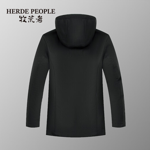 HERDE PEOPLE Shepherd's winter cotton jacket for men, velvet thickened jacket, outdoor cold-proof, windproof and wear-resistant cotton jacket top, black 2XL