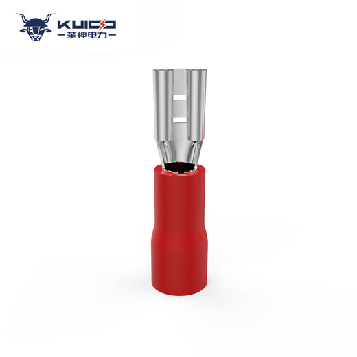Kuishen Electric Power (KUICC) cold-pressed terminal 6.3mm female plug-in terminal block copper connector spring blade female to plug 2.8 female - red 100 pieces - wire diameter 0.5-1.5mm