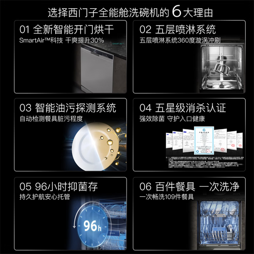 SIEMENS dishwasher embedded household 15 sets + 2 intelligent sterilization and drying independent fully automatic dishwasher H1N1 virus five-star elimination SJ23EI24KC