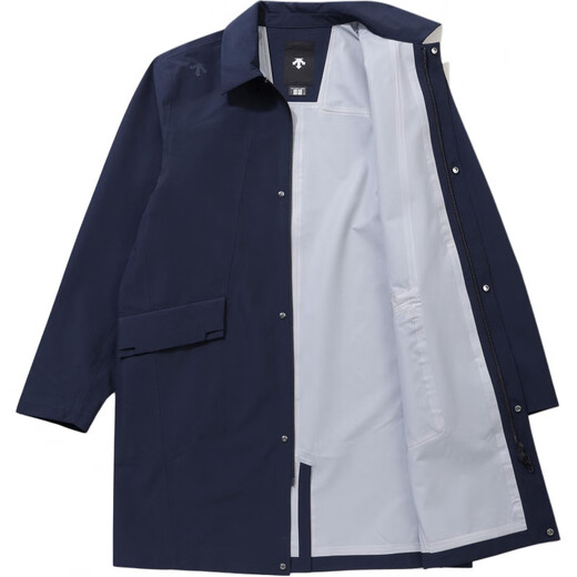 DESCENTE New Year's gift solid color zipper mid-length windbreaker for men, navy blue, one size fits all size 95