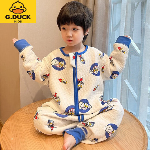 G.DUCKKIDS Children's Sleeping Bag Autumn and Winter Ultraman Three-layer Quilt Anti-Kick Quilt for Big Children Boys Spring and Autumn Baby One-piece Pajamas Boneless Cotton Silo Floral Size 160 Height 150-160cm *