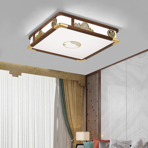 Opp Lighting (OPPLE) new Chinese-style ceiling light living room light gold silk sandalwood modern dining room light Chinese style Zen classical bedroom light 1W 9896 round 56 smart