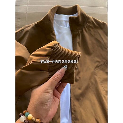 Luard American cleanfit flight jacket cotton jacket men's autumn and winter high street all-match baseball uniform functional high-end jacket brown-jacket version XL