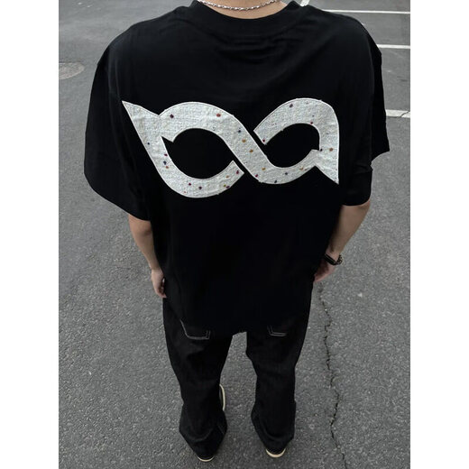 
Du Xiaoxian heavyweight embroidered American short-sleeved T-shirt for boys in summer thin high-end and handsome cityboy couple half-sleeved T-shirt DSA486-CXT2687 black [heavy double yarn] L [recommended 100-120 Jin [Jin equals 0.5 kg]]