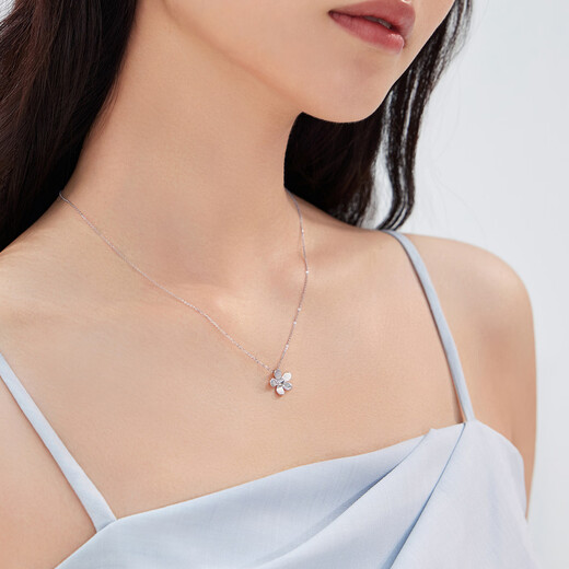 Lukfook Jewelry Platinum 950 Small Flower Platinum Necklace Set Chain for Gift Price EFPTBN0005 2.87g (including labor cost 327 yuan)