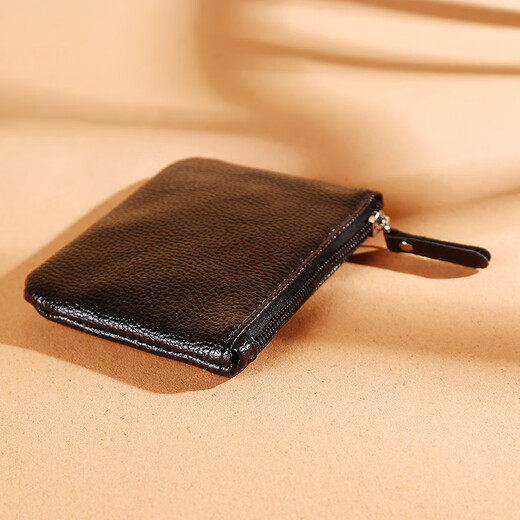 Münzen Brieftasche Männer und Frauen Mini weicher Leder Kupplung Schlüsselbeutel kleiner Brieftasche Reißverschlussbeutel Münzbeutel Schwarz