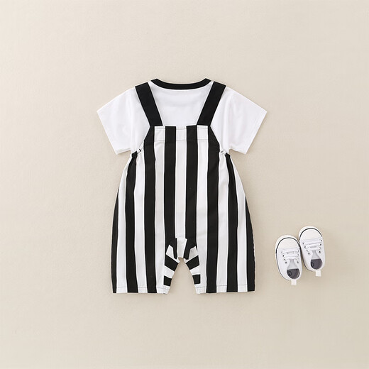 G.duck Super Cute Baby Summer Clothes Fashionable Panda Small Suit 2025 New Men and Women Baby Thin Cotton Outing Clothes Panda Suit (Short Sleeves + Overalls) 72cm 73cm Recommended 65- 14-18Jin Jin is equal to 0.5 kg