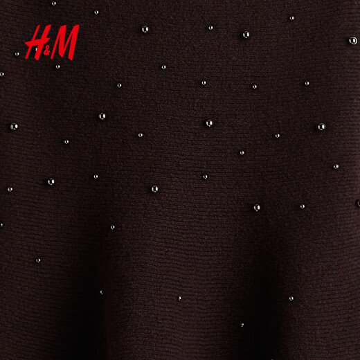 H&M 2025 new autumn women's beaded tube top 1303064 dark plum purple XS 155/80