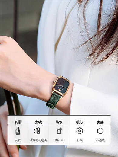 Armani Ladies Watch Fashion Fashion Diamond Conday Fritillaria Quartz Small Green Watch Square Trend AR11149 AR11399