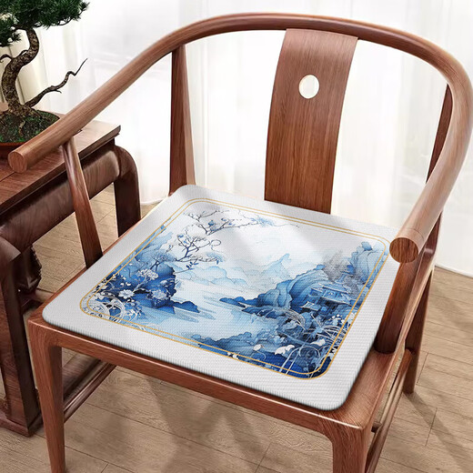 Coussin de siège de style chinois en mouvement de Luoda Chaise de chaise universelle quatre saisons Coussin de glace Cushion cool Maton de bois massif Furniture en bois mahogany canapé chaise U2694n-Cyanqing Peach Blossom N [Four Seasons Universal] 50 * 50cm (coussin standard)