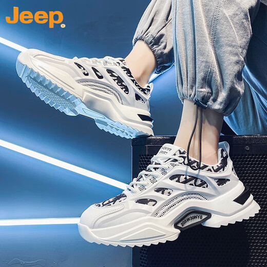 吉普（JEEP）男鞋3637小码3845码46大码夏季青少年初中学生跑步休闲运动老爹鞋 9920白紫 37
