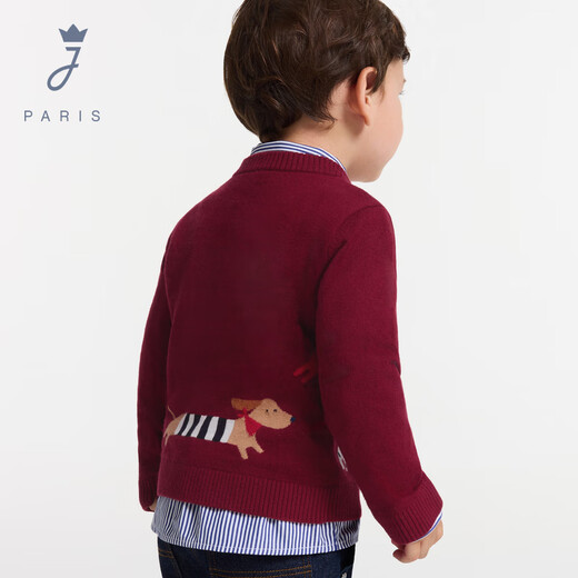 JACADI boys' sweater contains 20% wool 2025 winter new product warm base versatile 2044354 red 573 73 /12M