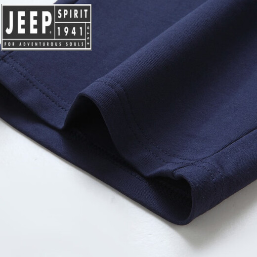 JEEP SPIRIT cotton sports cropped pants men's summer loose straight large size stretch breathable comfortable casual shorts 6169 black close M