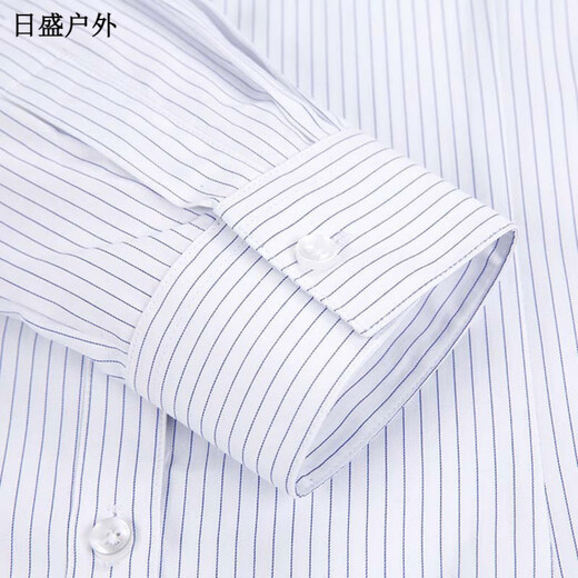 何佳功建行工作服女式正装领白底蓝色竖条纹短袖衬衫方领修身银行工作服 3882女V领修身浅兰斜纹短袖 46