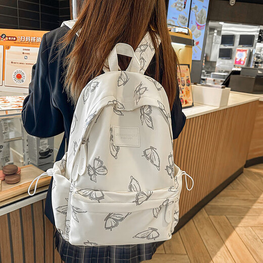Japanese girl butterfly backpack student ins style college student junior high school school bag large capacity travel backpack white