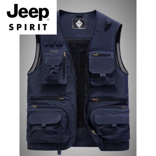 Jeep Spirit haut de gamme marque masculine pour hommes décontractés multi-pochettes légères légères en extérieur respirant photographie de pêche à la pêche à la pêche à la cheval mâle Khaki m 110-125jin [Jin est égal à 0,5 kg]