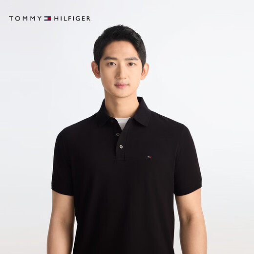 Tommy Hilfiger [Softitud] Summer Men's Pearl Mesh Business Color sólido Slim Camiseta de manga corta Poloj9197