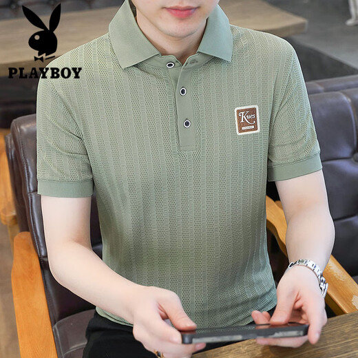 
Playboy ice silk short-sleeved T-shirt for men's summer thin casual lapel POLO shirt quick-drying clothes for men's half-sleeved youth TX9923 white M Recommended weight 95-110Jin [Jin equals 0.5 kg]