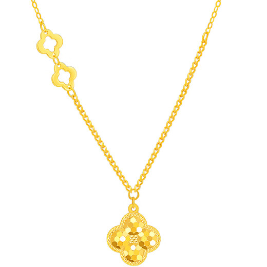 CHINA GOLD gold necklace 18K gold AU750 crushed ice four-leaf clover birthday gift for girlfriend