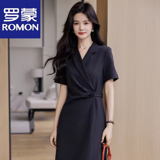 ROMON (ROMON) 2025 Summer New Design Traje Vestido con ajuste delgado de la cintura y temperamento delgado y falda a largo plazo amarillo brillante 2xl 130-140Jin [Jin equivale a 0.5 kg]