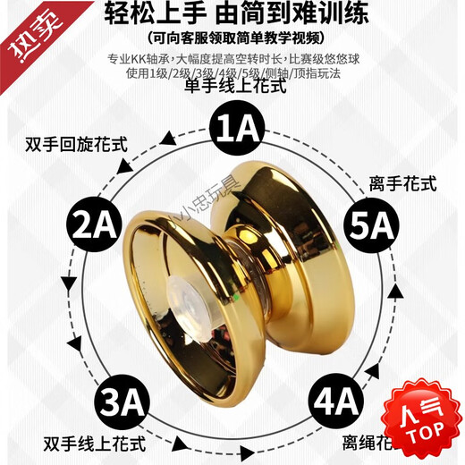 【官薇旗舰】儿童悠悠球yoyo玩具发光活睡眠自动回旋比赛专用uu溜 【合金】渐变炽热红（送指套+2绳