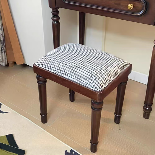 Jiatrin American mid-century style black walnut color solid wood dressing table with stool dressing mirror bedroom light luxury simple dressing table dressing table + stool length 800*width 400*height 1370 mm