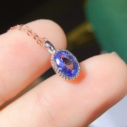 Pool case silver inlaid natural Tanzania tanzanite pendant main stone size 5*7mm free necklace to support identification main stone 5*7mm