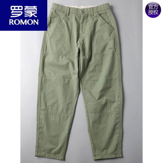 Romon Casual Hosen Herren Sommer Reine Baumwolle Weitbein Hosen Lose geradlinige japanische Haremhose Herren lässige Hosen vielseitige Arbeitshose 6626 Militärgrün 28