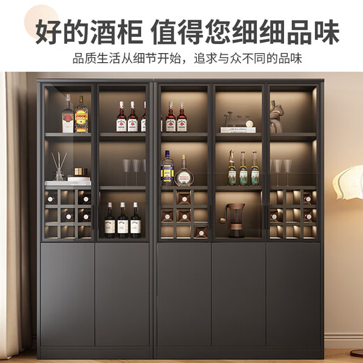 Yisen living room wine cabinet household floor-standing sideboard storage cabinet display cabinet simple with tempered glass door wine cabinet with drawer walnut color - single door model 41.6*40*200CM