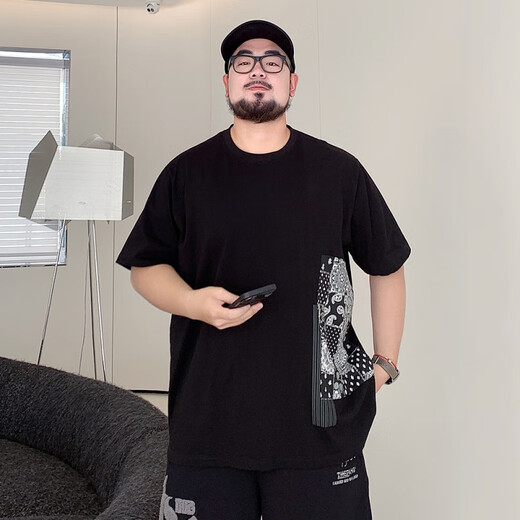 Timmerch Fat Man Big Size 300 Jin [Jin entspricht 0,5 kg] Männer mit kurzärärmernem Fettmann T-Shirt American Casual T-Shirt Sommer in Lose plus Fett plus größerer Runde A6627-White 2xl (empfohlen 140-160 Jin [Jin gleich 0,5 kg]))