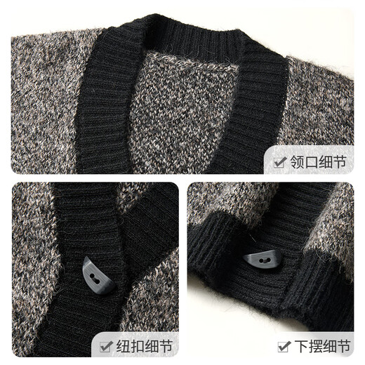 She enjoys autumn and winter sweater coat women's v-neck retro contrasting knitted cardigan lazy style loose sweater outer wear women's T54Z113