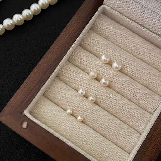 Shijia pearl earrings for women, no-removal anti-blocking needle earrings, mini ear bone studs, earrings, ear sticks, imitation pearls 6MM, no packaging, 1 pair