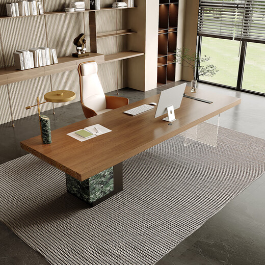 Aosenming simple solid wood boss desk high-end office president desk fashionable desk executive desk computer desk customization 140*70*75*5cm ash wood