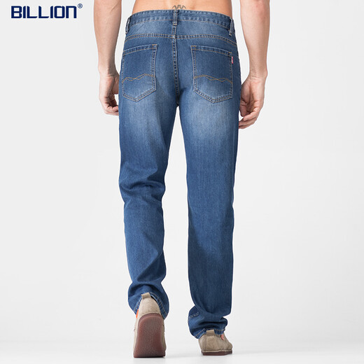 
BILLION summer jeans men's straight thin fast dry cool casual pants mid-waist and breathable and easy to care J19674 674 medium blue (76 inner length) 34 (2.67 feet)