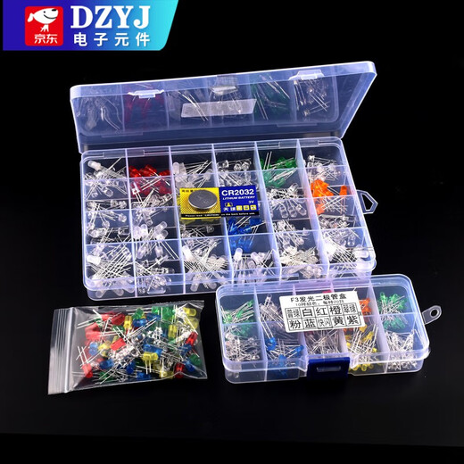 Paquete de diodos emisores de luz de 3 mm/5 mm Paquete de componentes de cuentas de lámpara LED rojo, verde, naranja, amarillo, azul, blanco bolsa/caja de niebla LED de 5 mm 3 tipos de bolsas