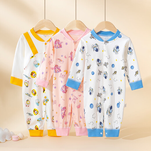 酷章（KUZHANG）婴儿连体衣春秋纯棉新生儿衣服初生宝宝哈衣爬服无骨长袖3-6-12月 ty9855-1339紫色波点女孩 59 CM